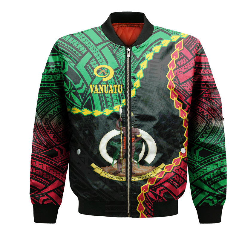 Vanuatu Bomber Jacket Basic Coat Of Arms LT9 Unisex Black - Polynesian Pride