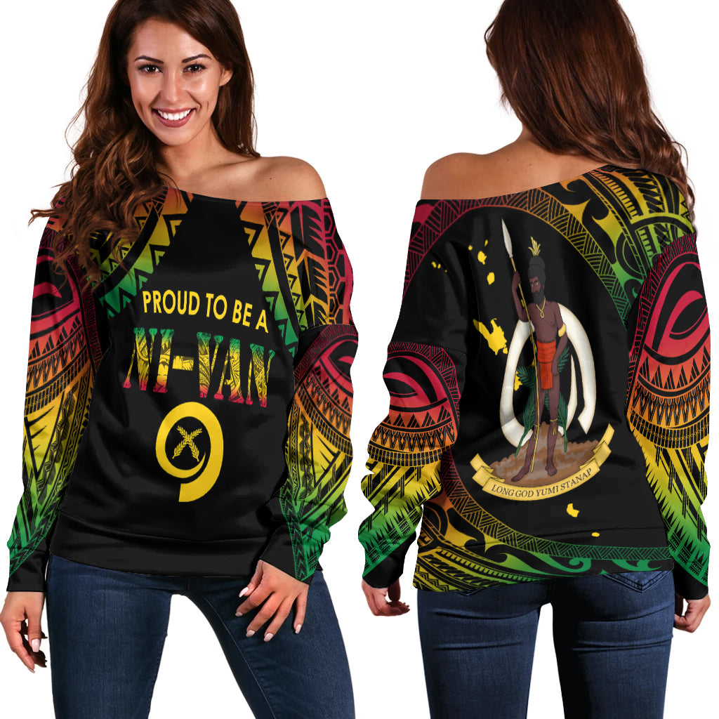 Vanuatu Proud To Be A Ni-Van - Polynesian Pattern Off Shoulder Sweater LT7 - Polynesian Pride