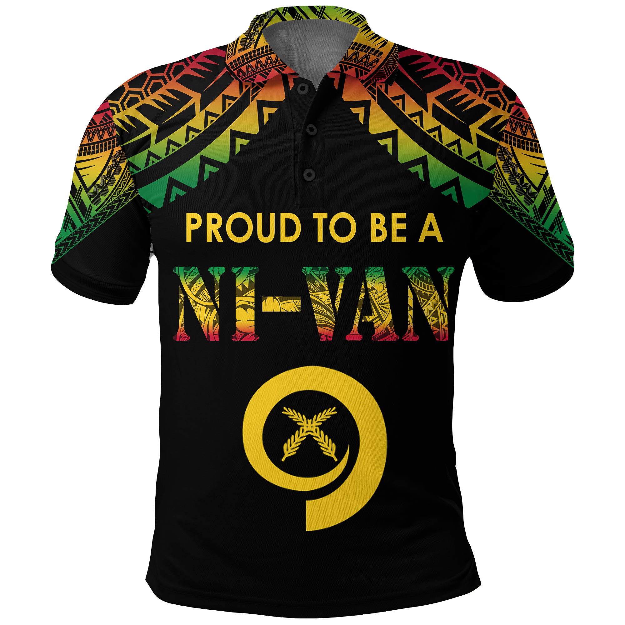 Vanuatu Proud To Be A Ni Van Polynesian Pattern Polo Shirt LT7 Adult Black - Polynesian Pride