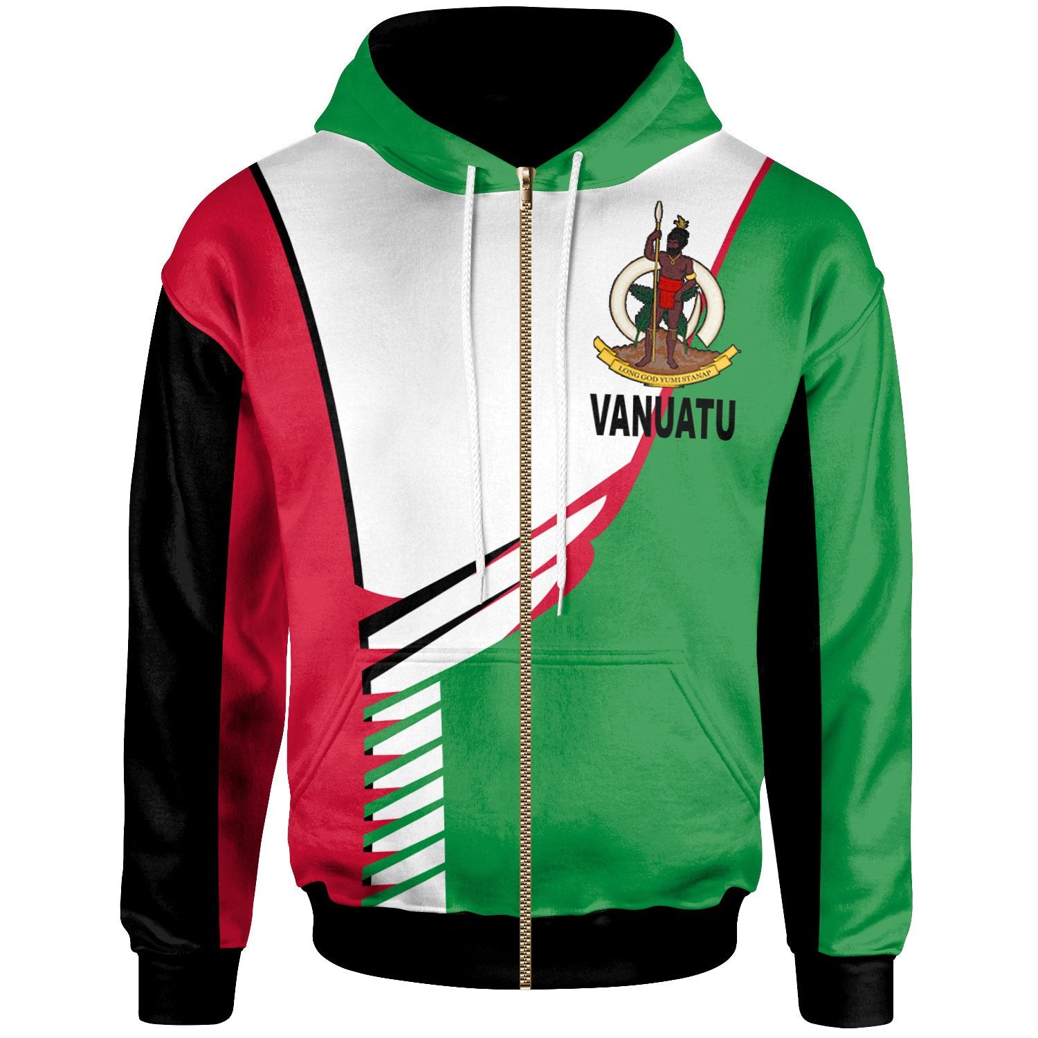 Vanuatu Zip up Hoodie Athletes Style Unisex Green - Polynesian Pride