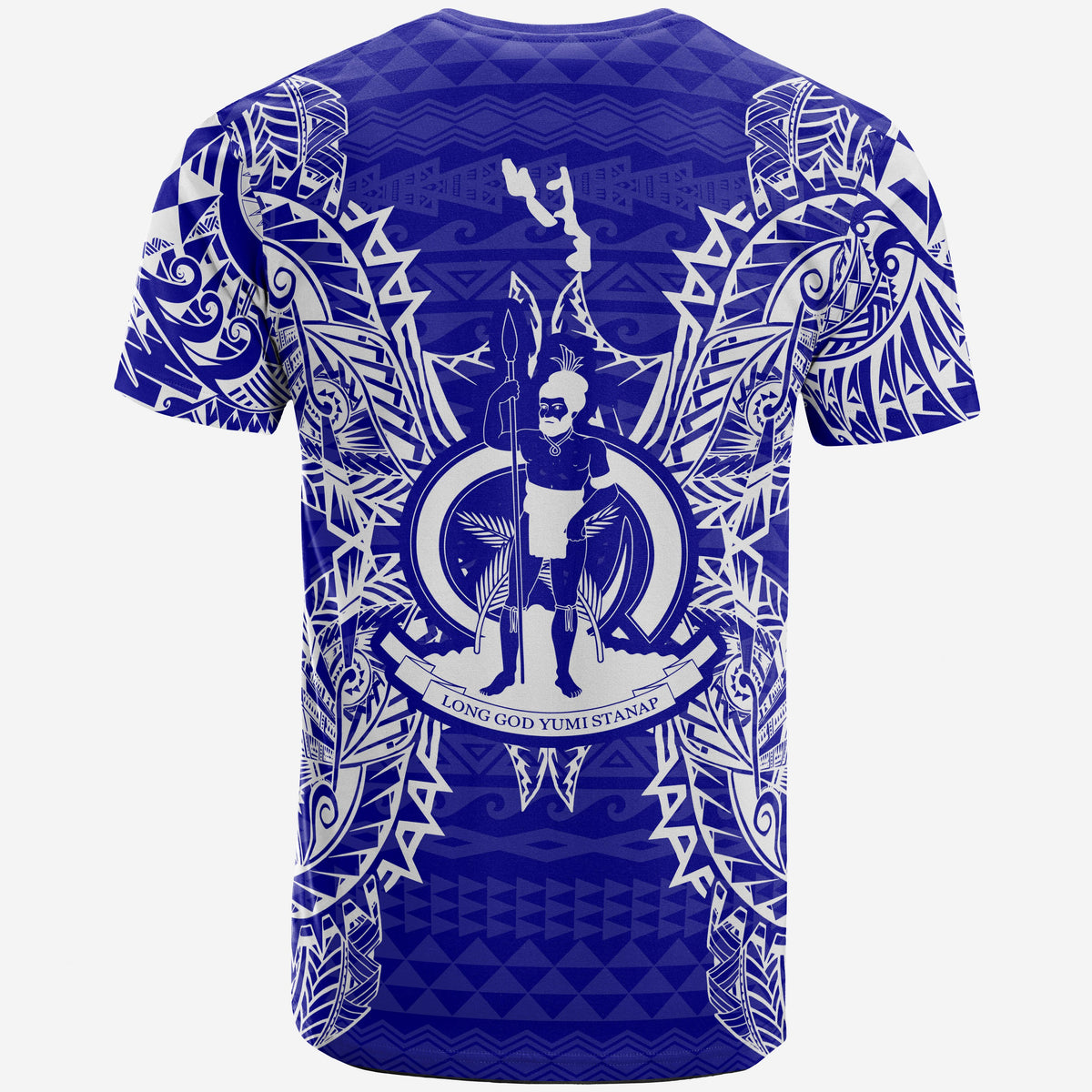 Vanuatu T Shirt Vanuatuan Flag Map Polynesian Tattoo Blue - Polynesian Pride