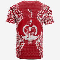 Vanuatu T Shirt Vanuatuan Coat of Arms Map Polynesian Tattoo Red White - Polynesian Pride