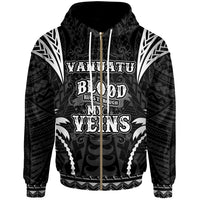Vanuatu Zip up Hoodie Blood Runs Through My Veins Style Black Unisex Black - Polynesian Pride