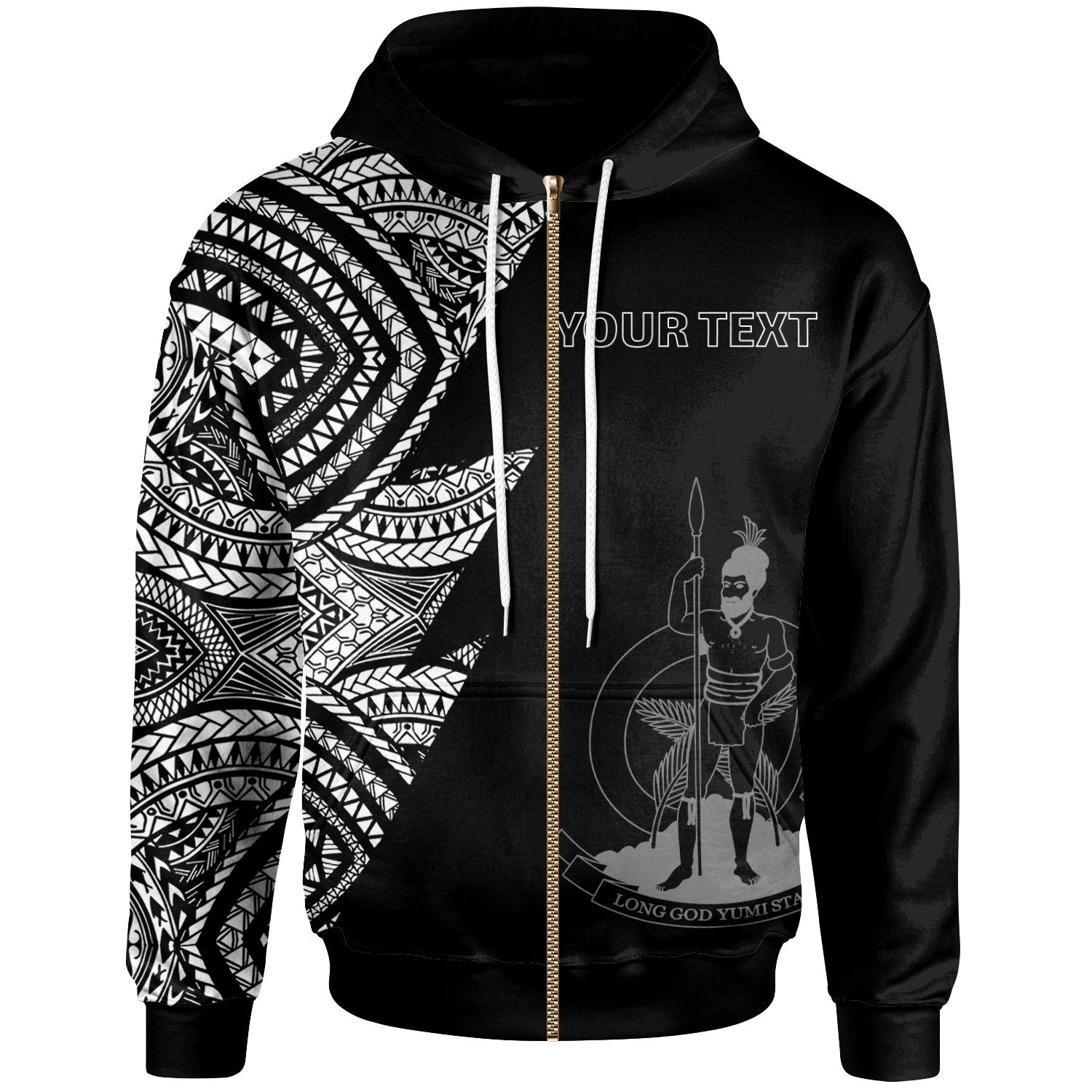 Vanuatu Custom Personalized Zip up Hoodie Flash Style White Unisex White - Polynesian Pride