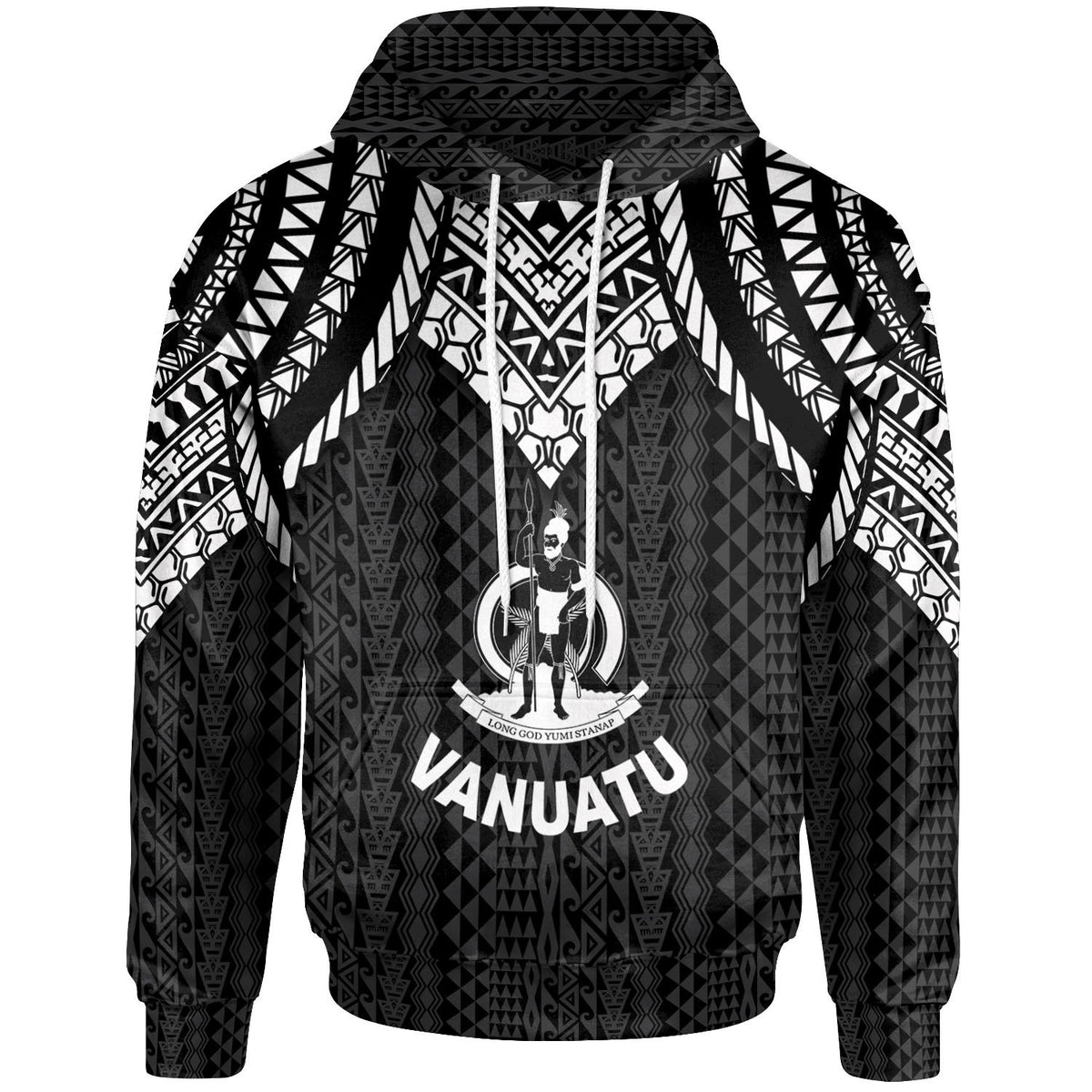 Vanuatu Hoodie Polynesian Armor Style Black Unisex Black - Polynesian Pride