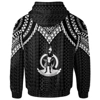 Vanuatu Zip up Hoodie Polynesian Armor Style Black - Polynesian Pride