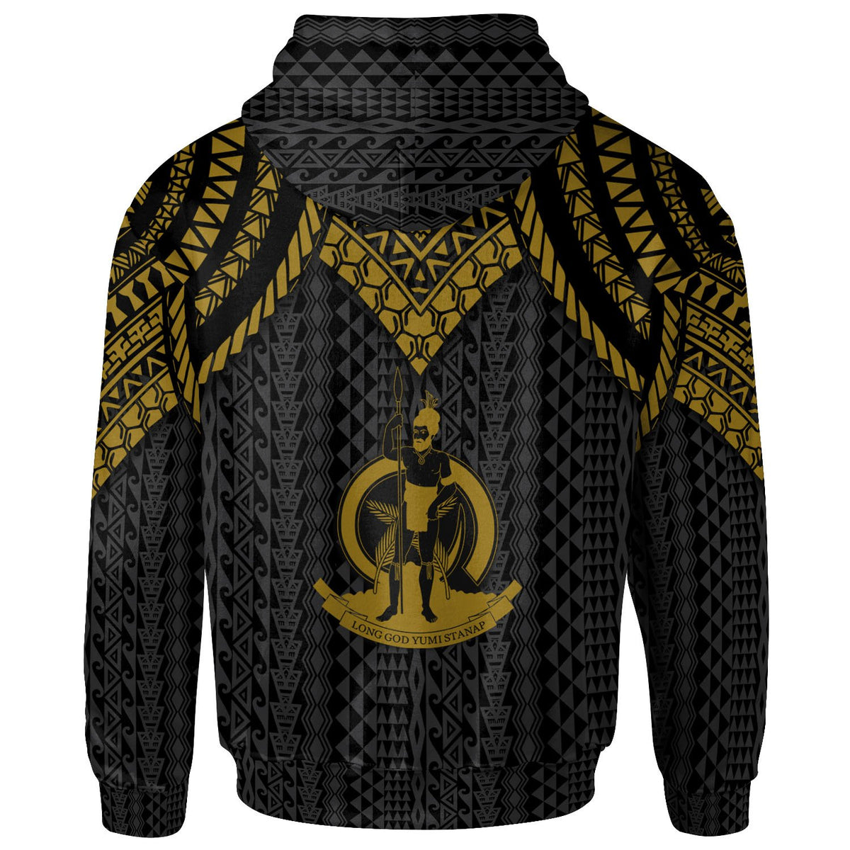 Vanuatu Custom Zip up Hoodie Polynesian Armor Style Gold - Polynesian Pride