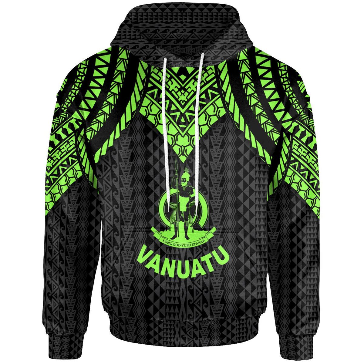 Vanuatu Hoodie Polynesian Armor Style Green Unisex Green - Polynesian Pride