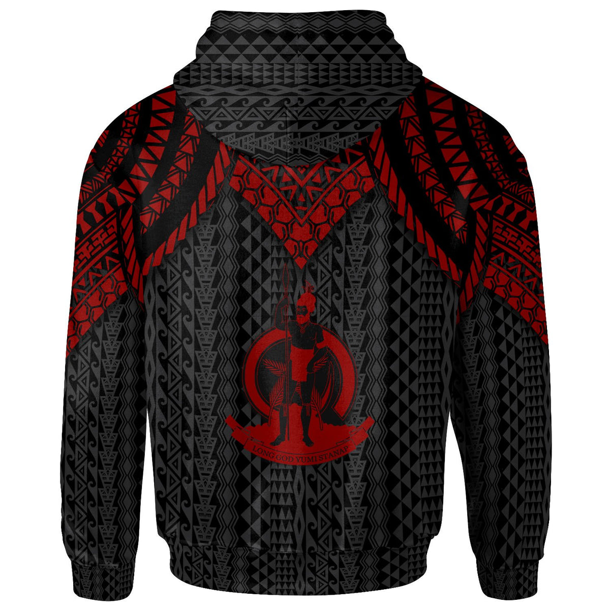 Vanuatu Zip up Hoodie Polynesian Armor Style Red - Polynesian Pride
