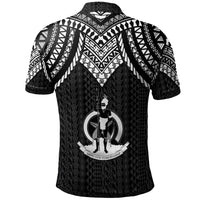 Vanuatu Custom Polo Shirt Polynesian Armor Style Black - Polynesian Pride