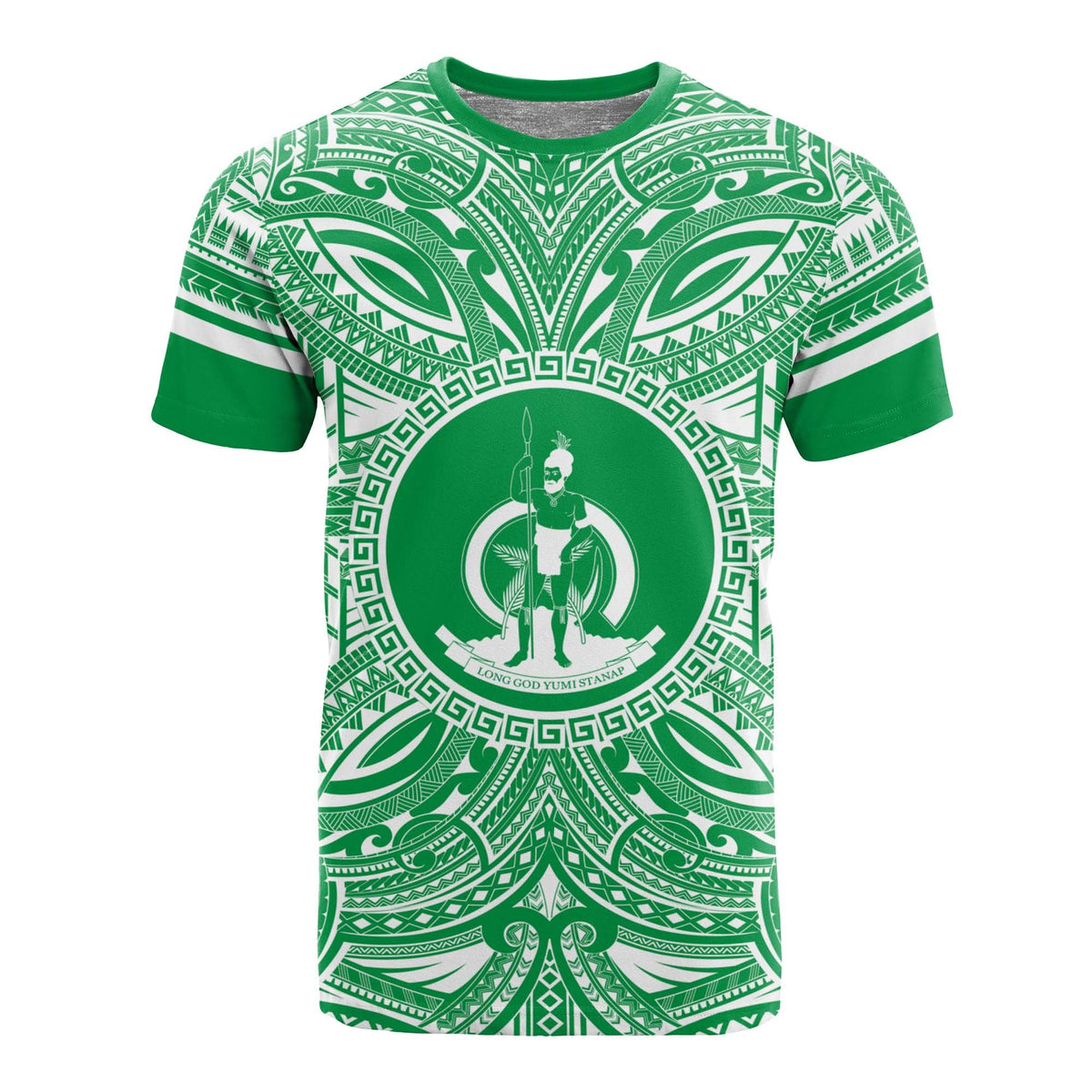 Vanuatu T Shirt Vanuatuan Coat of Arms Polynesian Flag Color Unisex Green - Polynesian Pride