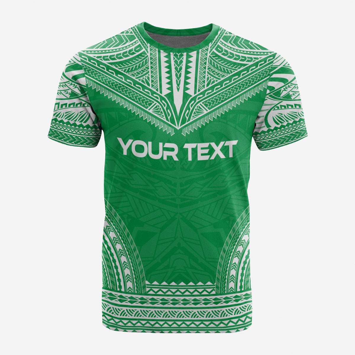 Vanuatu Custom T Shirt Vanuatuan Coat of Arms Polynesian Chief Tattoo Green Version - Polynesian Pride