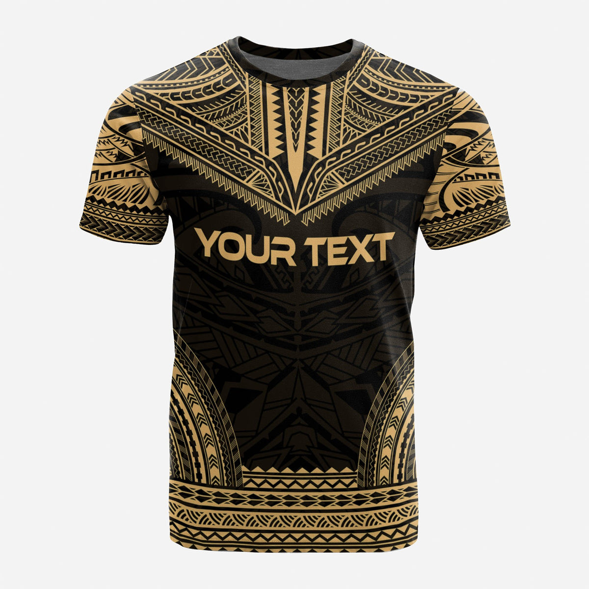 Vanuatu Custom T Shirt Vanuatuan Coat of Arms Polynesian Chief Tattoo Gold Version - Polynesian Pride