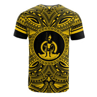 Vanuatu T Shirt Vanuatuan Coat of Arms Polynesian Gold Black - Polynesian Pride
