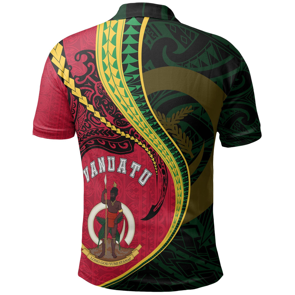 Vanuatu Polo T Shirt Vanuatu Flag Coat Of Arms Kanaloa Tatau Gen VU K7 - Polynesian Pride