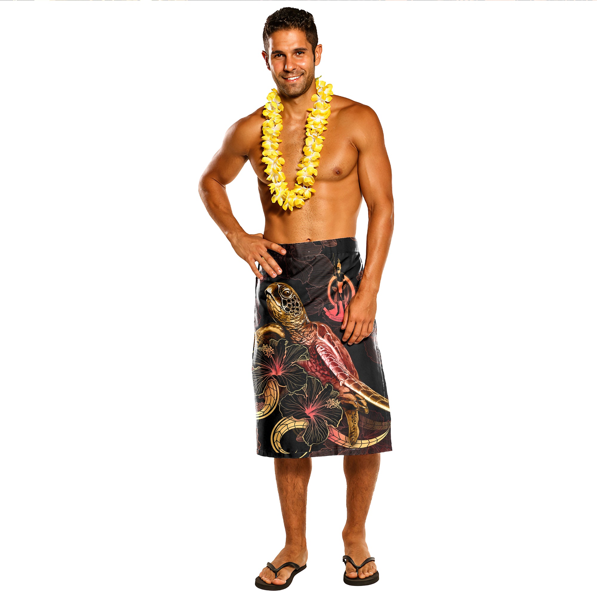 Vanuatu Lavalava - Custom Vanuatu Coat Of Arms With Turtle Blooming Hibiscus Gold One Size Gold - Polynesian Pride
