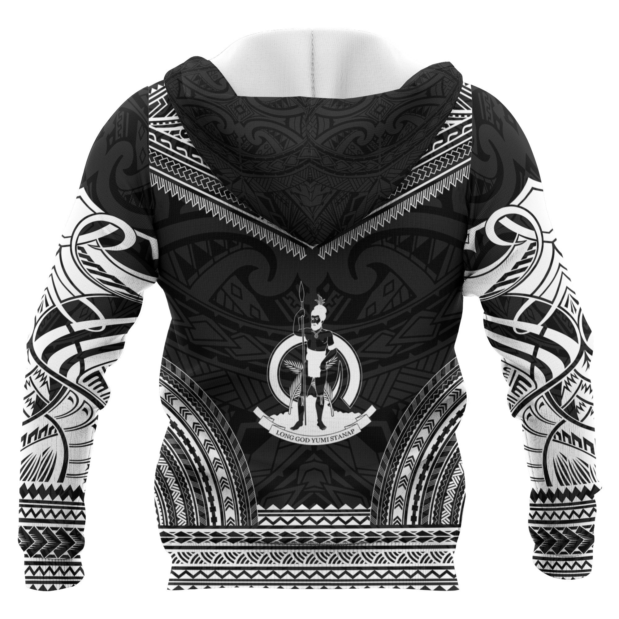 Vanuatu Polynesian Chief Custom Zip up Hoodie Black Version Unisex Black - Polynesian Pride