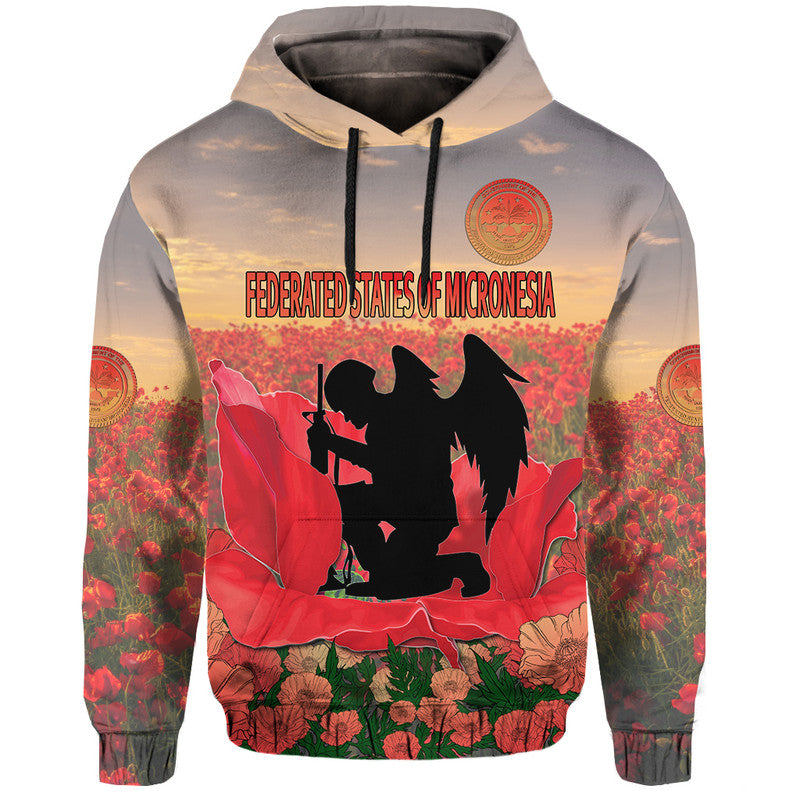 Federated States of Micronesia Veterans Day Hoodie Angel Wing LT9 Red - Polynesian Pride