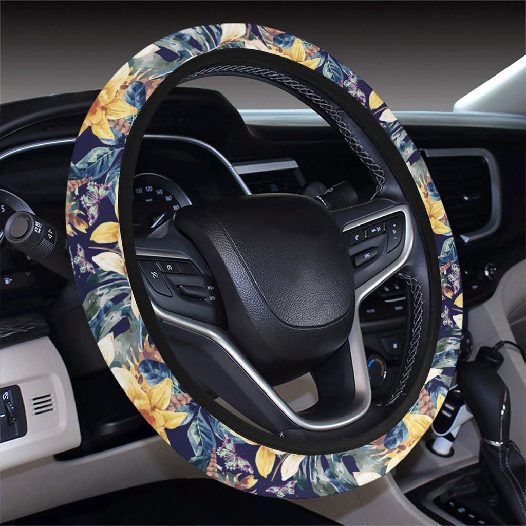 Vintage Floral Hawaii Universal Steering Wheel Cover with Elastic Edge - Polynesian Pride