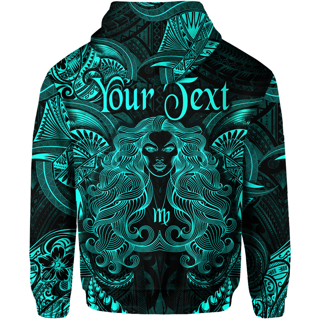 Custom Virgo Zodiac Polynesian Zip Hoodie Unique Style Turquoise LT8 - Polynesian Pride