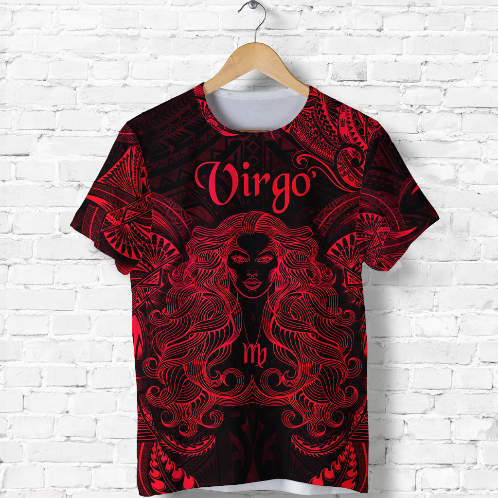 Virgo Zodiac Polynesian T Shirt Unique Style Red LT8 - Polynesian Pride