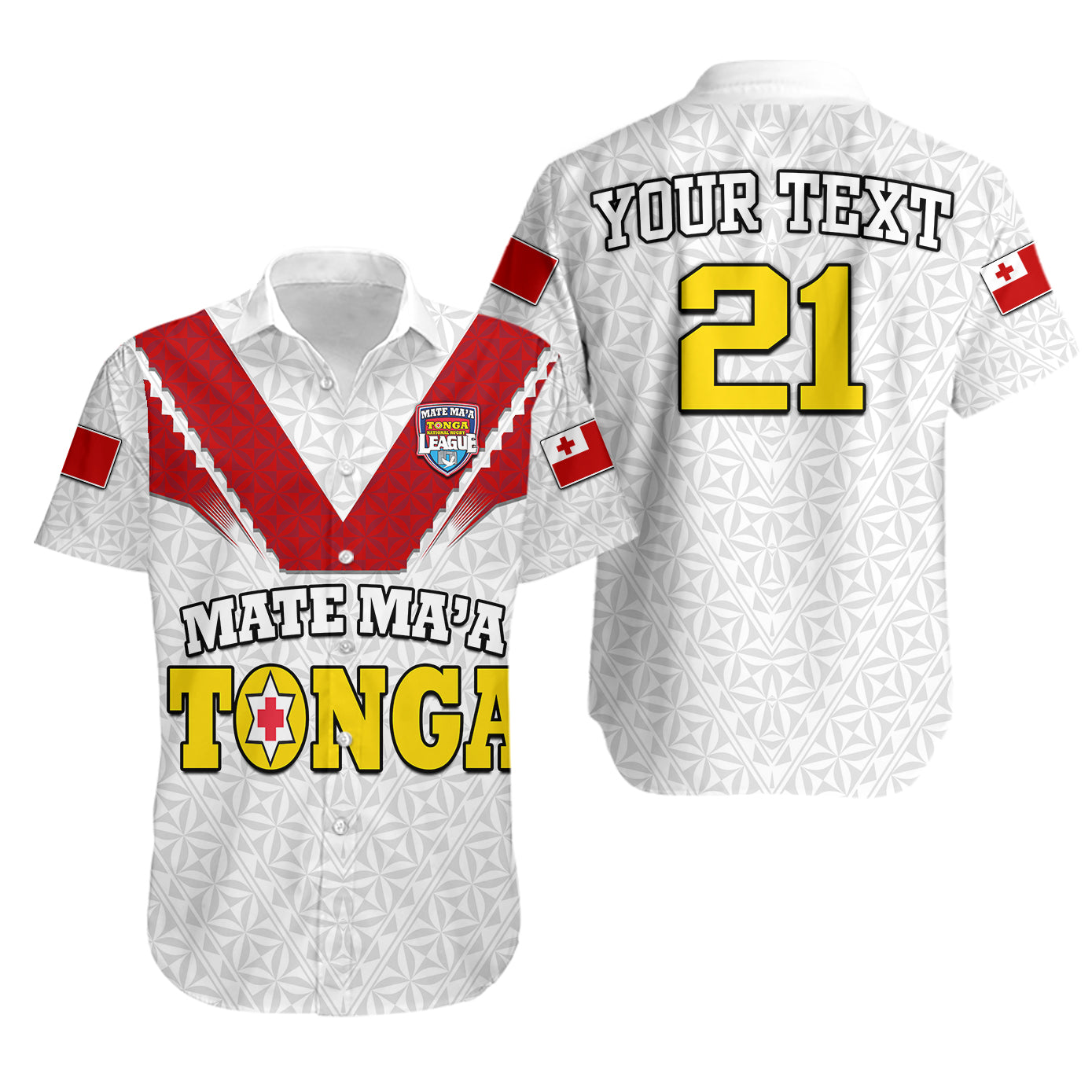 (Custom Personalised) Mate Ma'a Tonga Rugby Hawaiian Shirt Tongan Kupesi White Style LT9 - Polynesian Pride