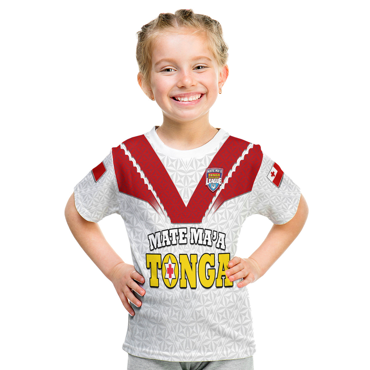 Mate Maa Tonga Rugby T Shirt Tongan Kupesi White Style LT9 - Polynesian Pride