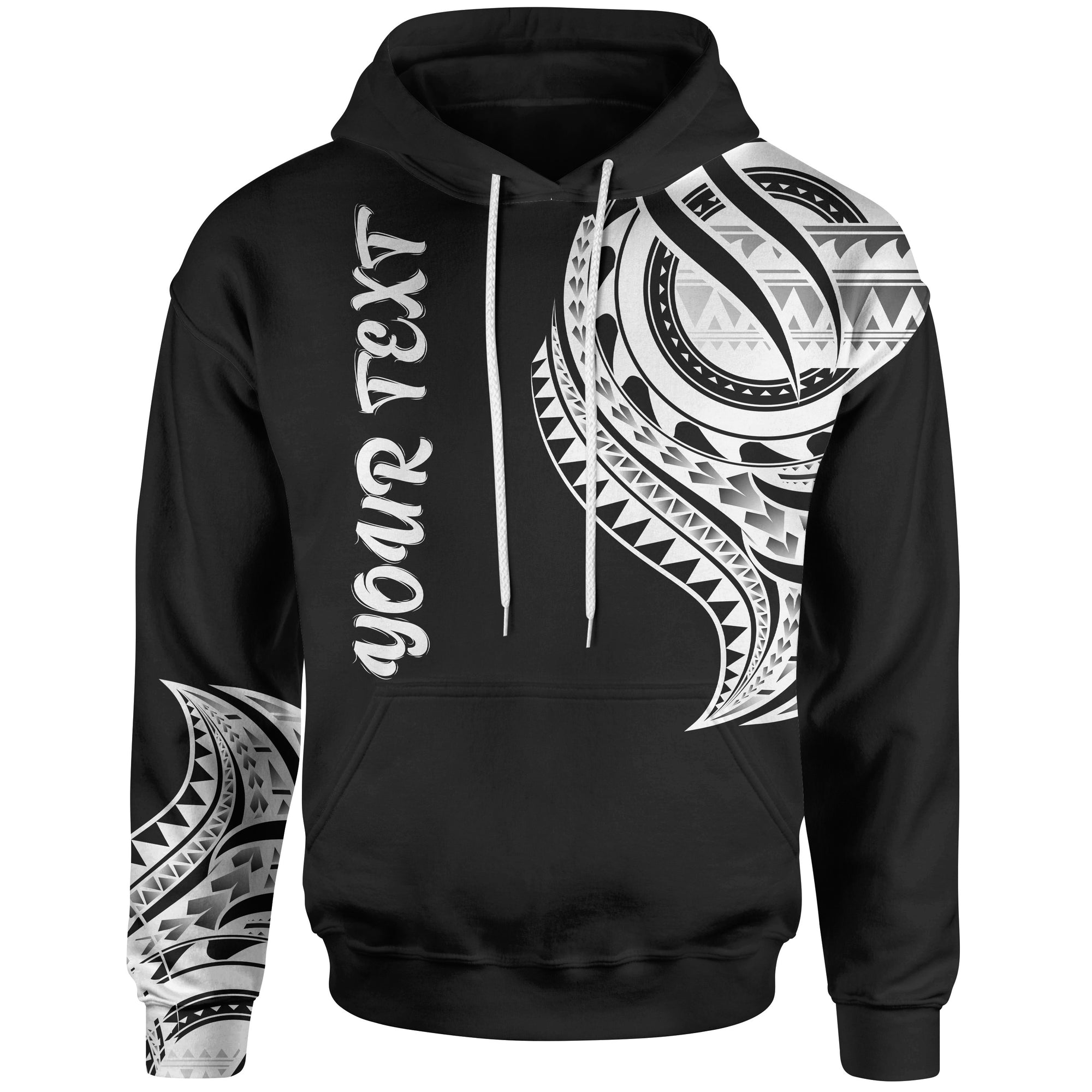 Hawaii Custom Hoodie Hawaii Tatau White Patterns Unisex Black - Polynesian Pride