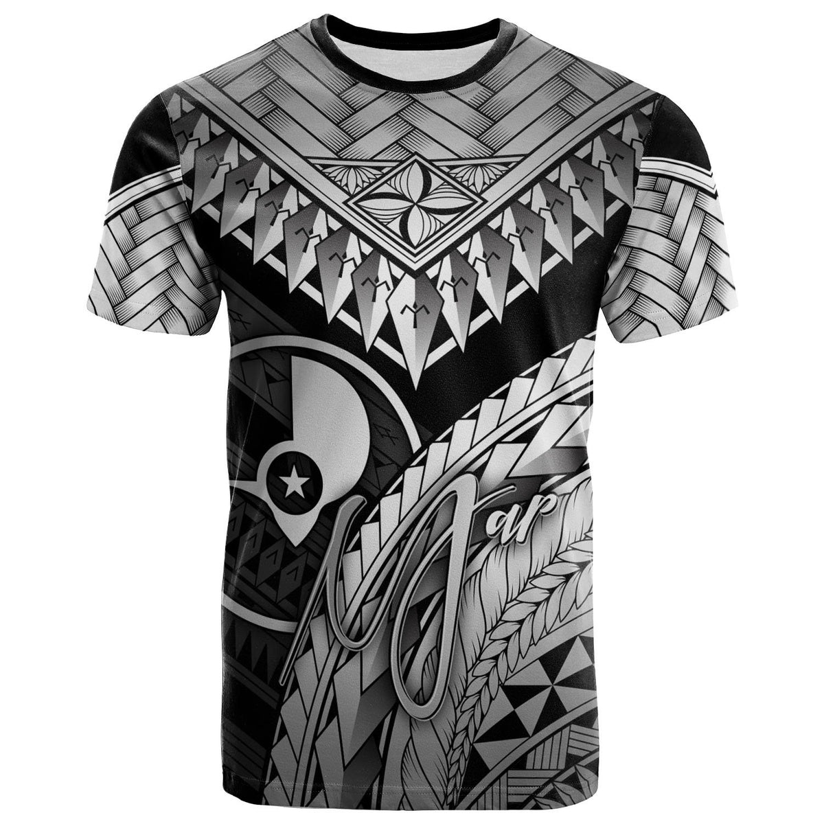 Yap T Shirt White Polynesian Necklace and Lauhala Unisex Art - Polynesian Pride