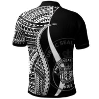 Niue Custom Polo Shirt White Polynesian Tentacle Tribal Pattern - Polynesian Pride
