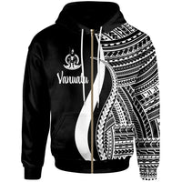 Vanuatu Zip up Hoodie White Tentacle Tribal Pattern Unisex White - Polynesian Pride