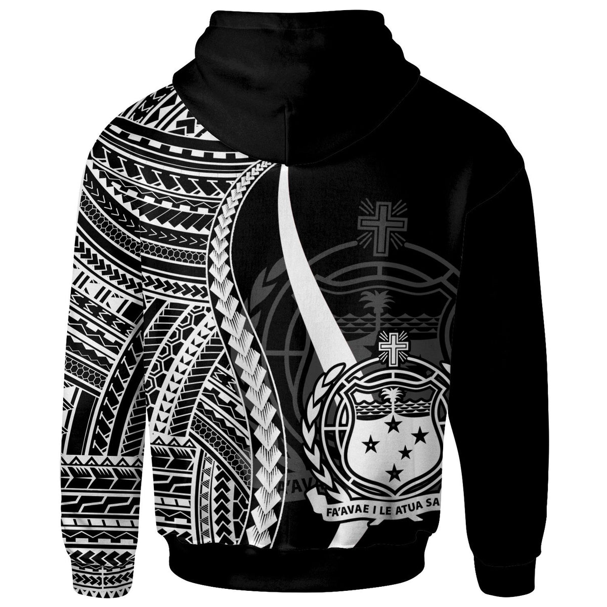 Samoa Zip up Hoodie White Tentacle Tribal Pattern - Polynesian Pride