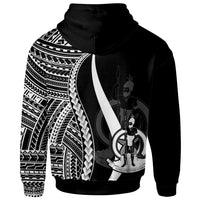 Vanuatu Zip up Hoodie White Tentacle Tribal Pattern - Polynesian Pride