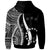 Cook Islands Custom Zip up Hoodie White Tentacle Tribal Pattern - Polynesian Pride