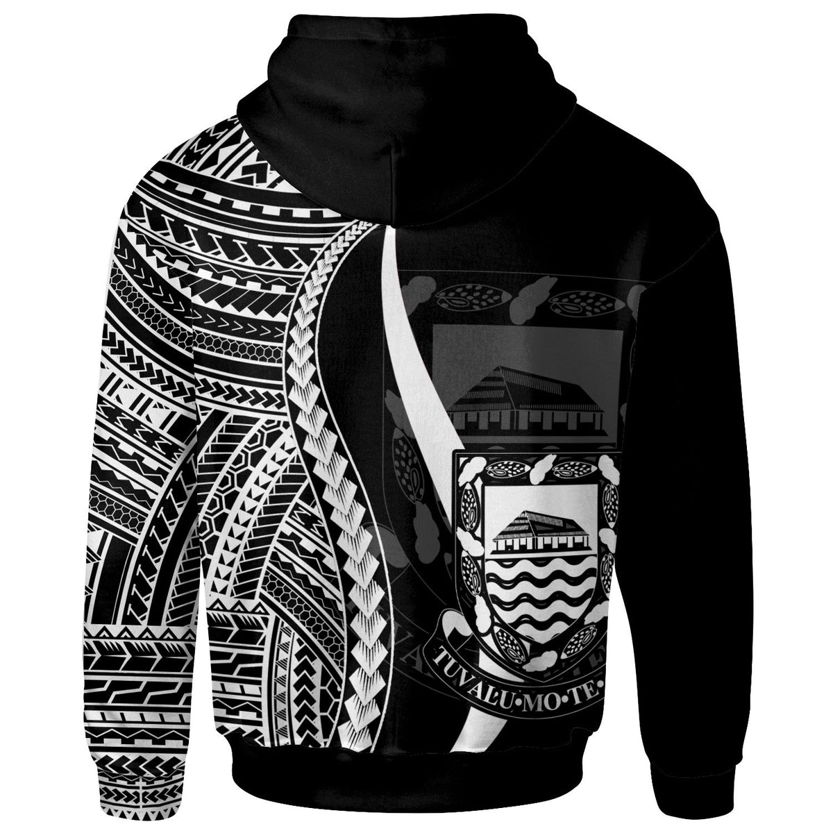 Tuvalu Custom Hoodie White Tentacle Tribal Pattern - Polynesian Pride