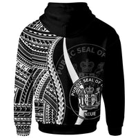 Niue Hoodie White Tentacle Tribal Pattern - Polynesian Pride