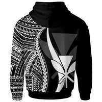 Hawaii Zip up Hoodie White Tentacle Tribal Pattern - Polynesian Pride