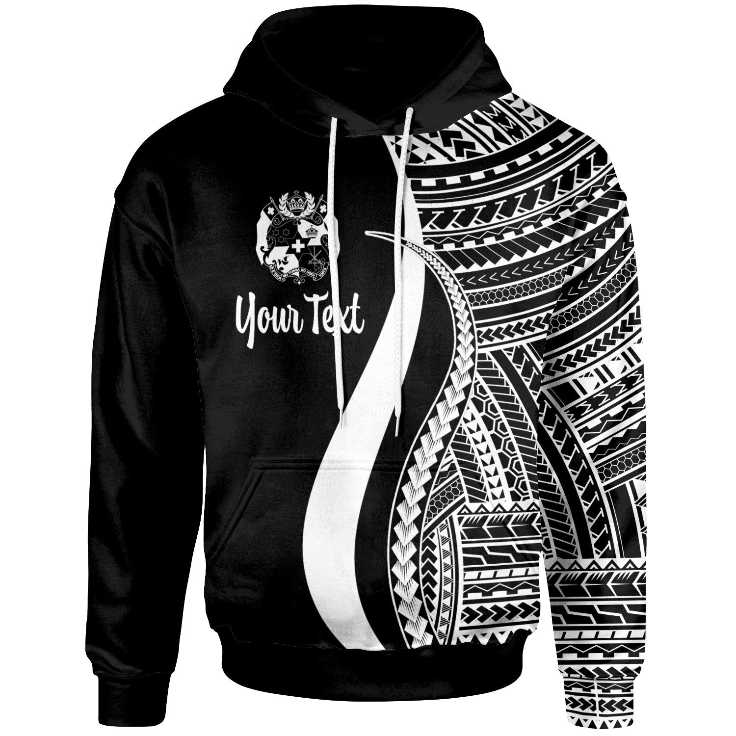 Tonga Custom Hoodie White Tentacle Tribal Pattern Unisex White - Polynesian Pride