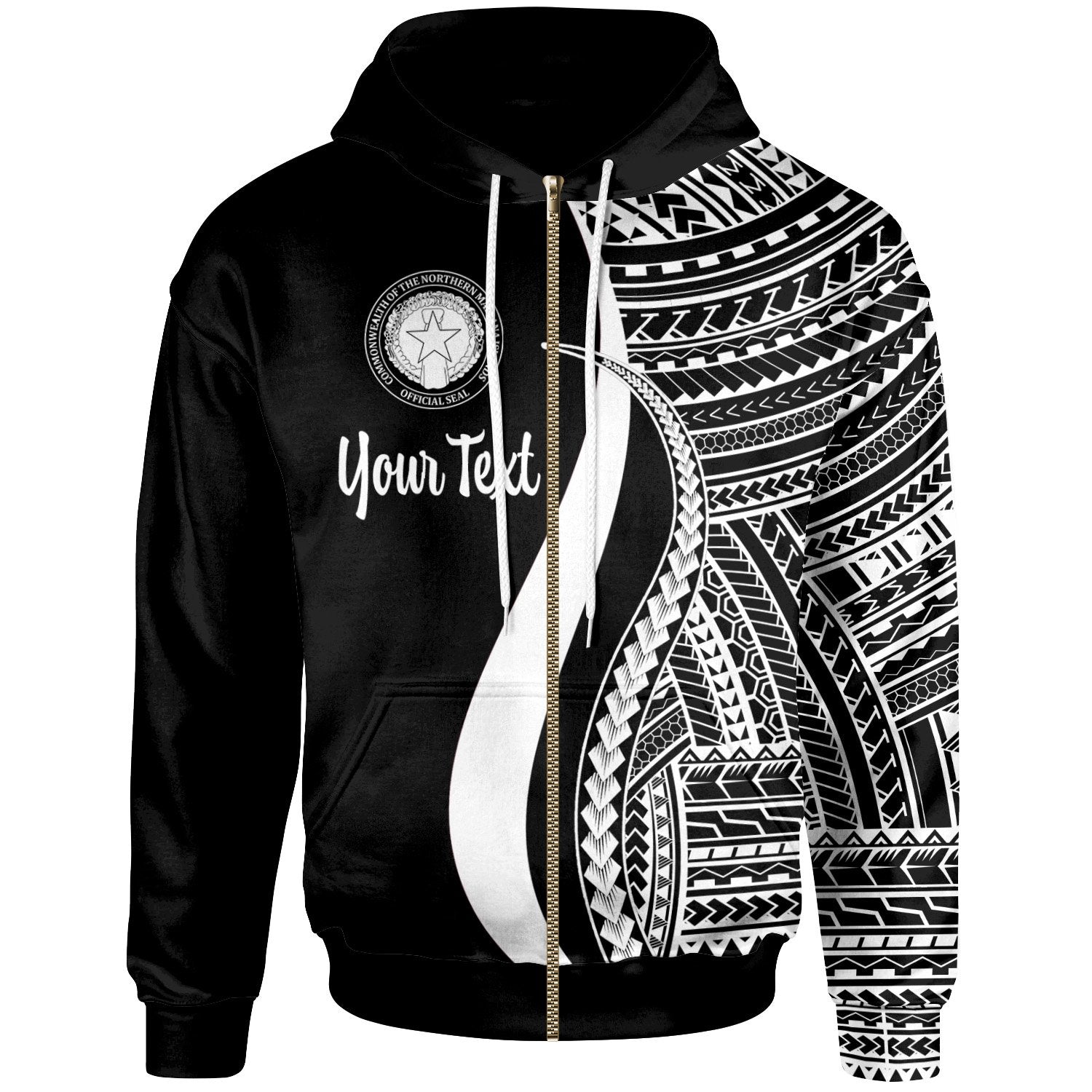 Northern Mariana Islands Custom Zip up Hoodie White Tentacle Tribal Pattern Unisex White - Polynesian Pride