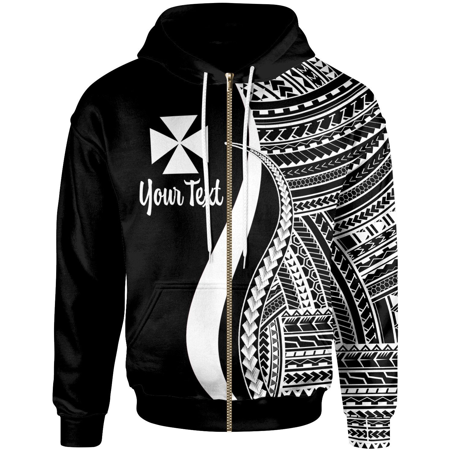 Wallis and Futuna Custom Zip up Hoodie White Tentacle Tribal Pattern Unisex White - Polynesian Pride