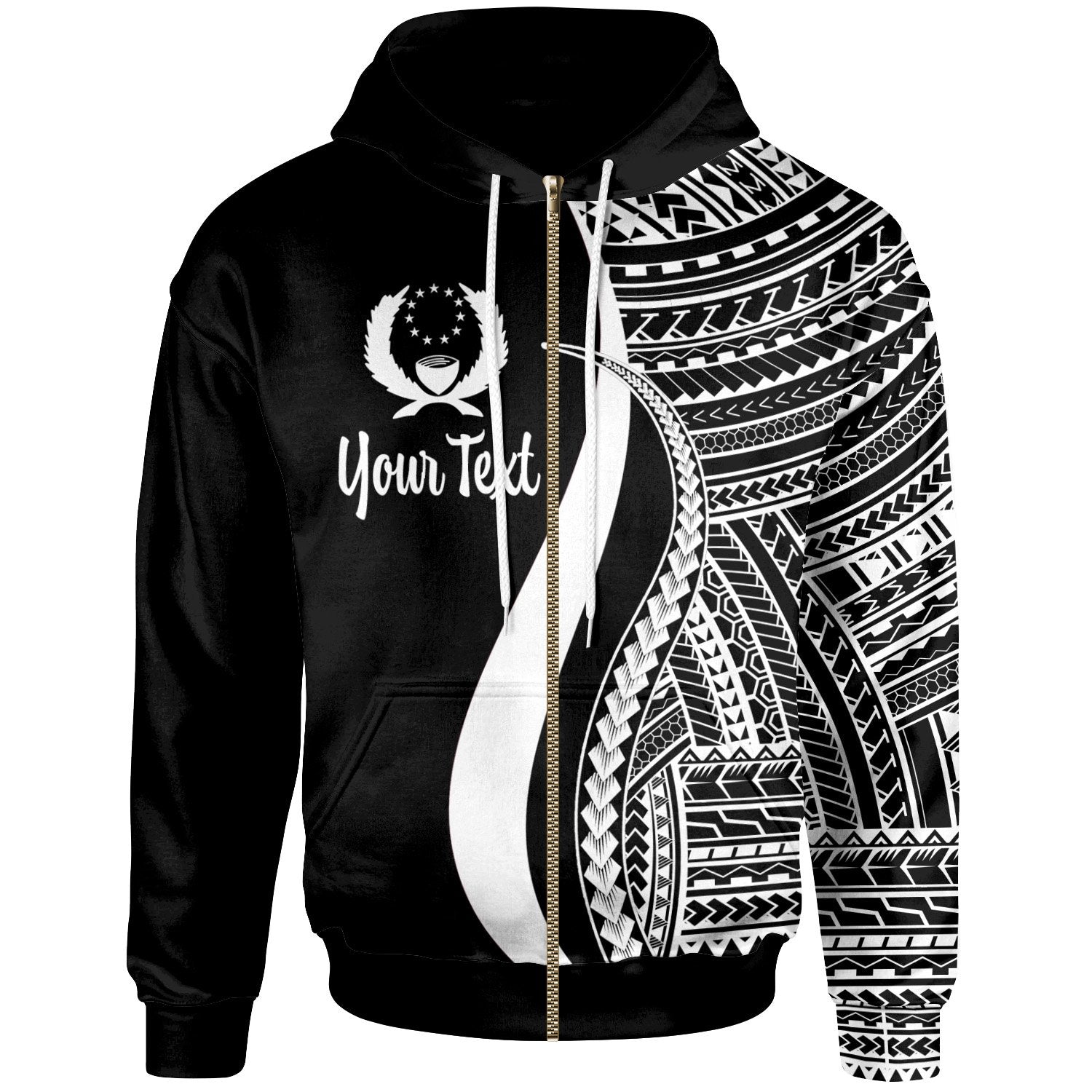 Pohnpei Custom Zip up Hoodie White Tentacle Tribal Pattern Unisex White - Polynesian Pride