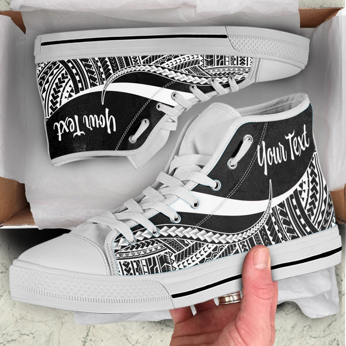 Fiji Custom Personalised High Top Shoes White - Polynesian Tentacle Tribal Pattern Crest - Polynesian Pride