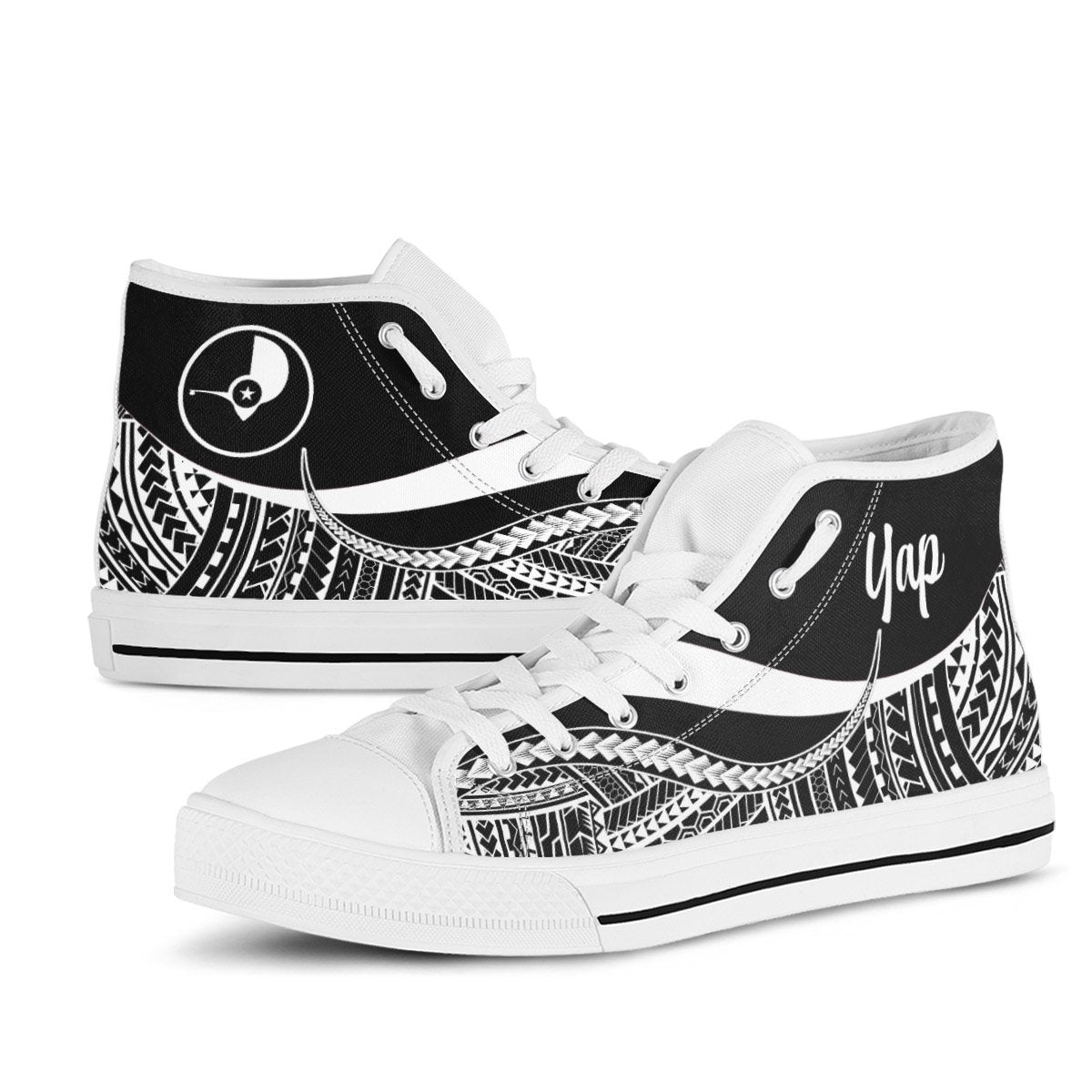 Yap High Top Shoes White - Polynesian Tentacle Tribal Pattern - Polynesian Pride