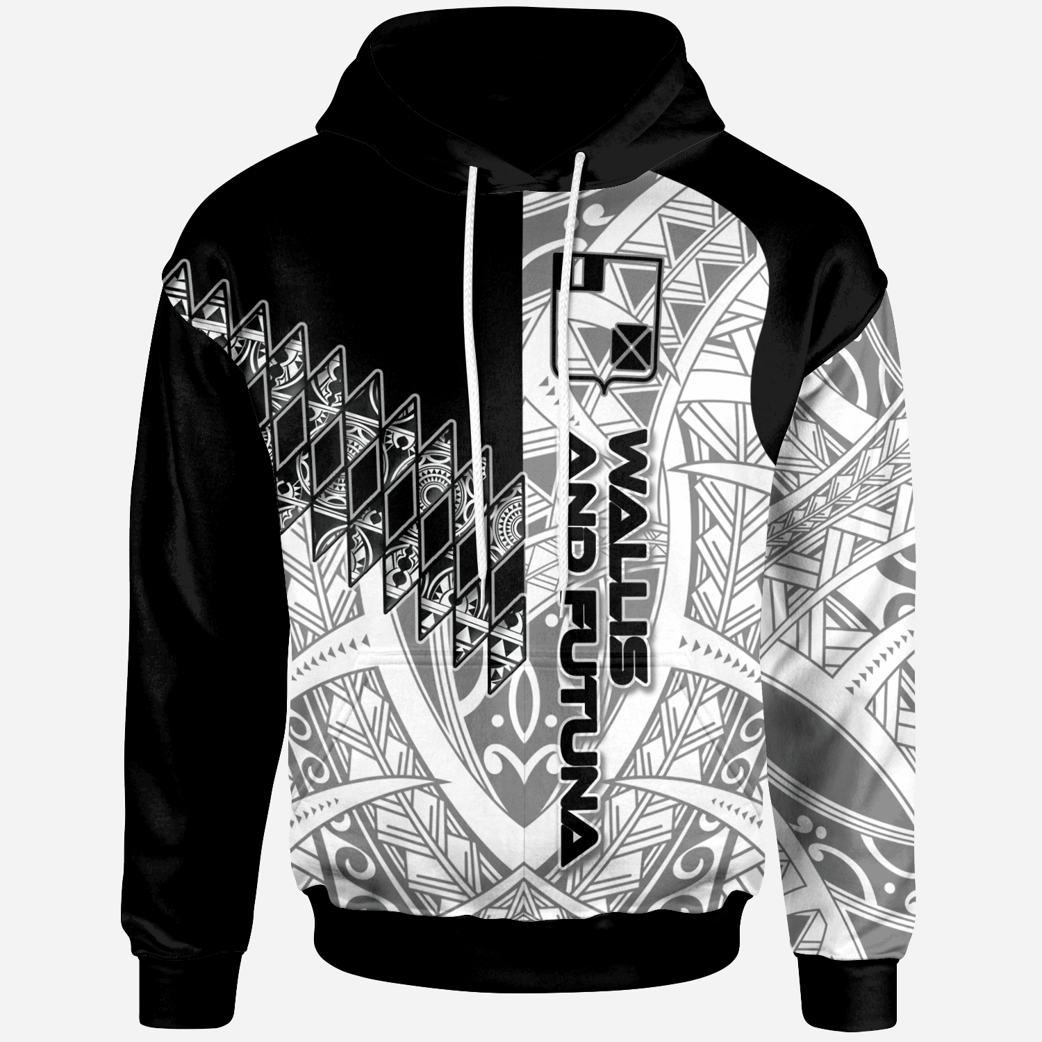 Wallis and Futuna Hoodie Symmetry Style Unisex Black - Polynesian Pride