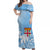 Fiji Tapa On The Waves Off Shoulder Long Dress White LT7 Long Dress White - Polynesian Pride