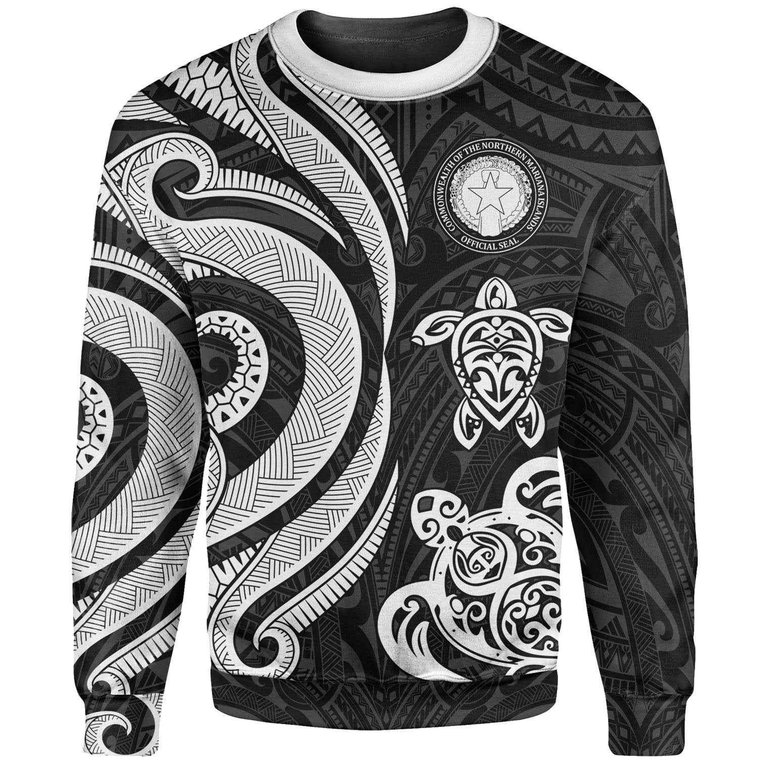 Northern Mariana Islands Sweater - White Tentacle Turtle Unisex White - Polynesian Pride