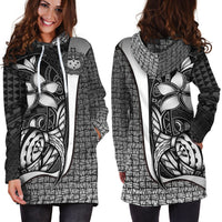 Samoa Polynesian Women's Hoodie Dress White - Turtle With Hook - Polynesian Pride