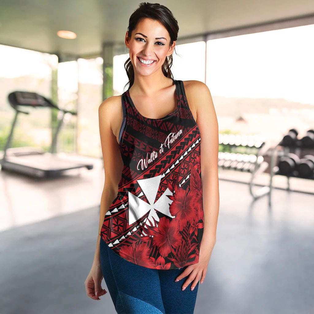 Wallis et Futuna Personalised Women Racerback Tank Tapa Hibiscus Vibes LT7 - Polynesian Pride