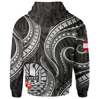 Tahiti Polynesian Hoodie Black Plumeria - Polynesian Pride