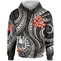 Tahiti Polynesian Hoodie Black Plumeria Unisex BLACK - Polynesian Pride